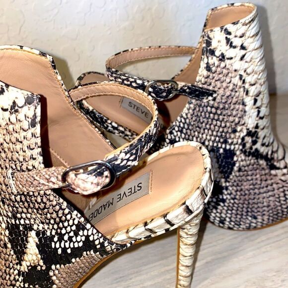 Steve Madden Daily Snakeskin Print Slingback Boots - Picture 10 of 11